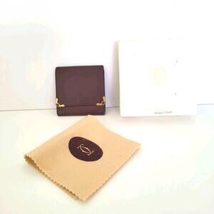 Must De Cartier Mini Coin Holder Wallet Bordeaux Leather Small Red Burgundy Box